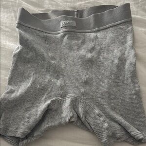 SKIMS Gray Ribbed Pajama Shorts